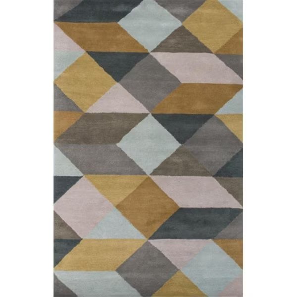 Hand-Tufted Geometric Pattern Wool Gray/Yellow Area Rug  2x3, Jaipur Rugs, Mfr#: RUG116794